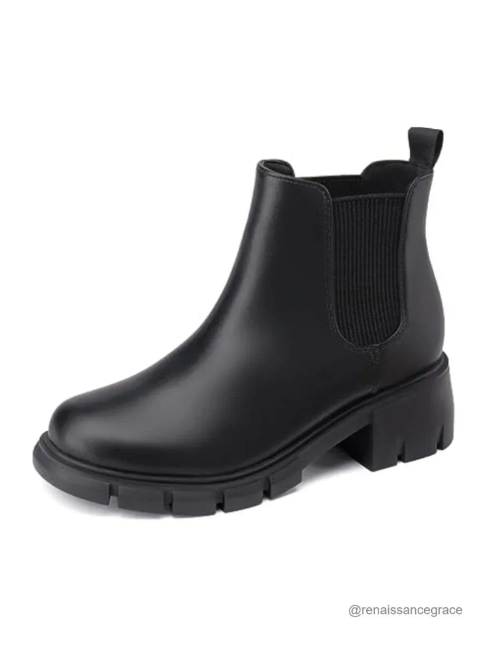 Girls Chunky Chelsea Ankle Boots Slip-on Lug Sole Water-Resistant